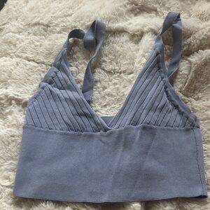 Zara Light Blue Ribbed Bralette